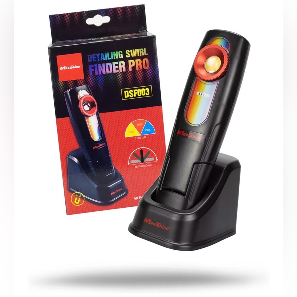 Maxshine LED Swirl Finder Pro, Black, 7.5” Rechargeable COB LED Light